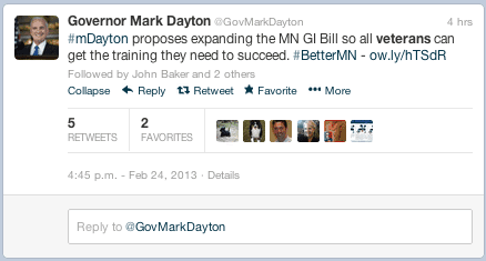 Governor Mark Dayton Twitter