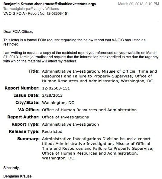 VA OIG FOIA - Human Resources Fraud