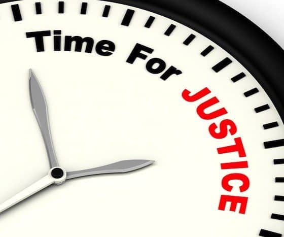 Time For Justice Message Showing Law And Punishment