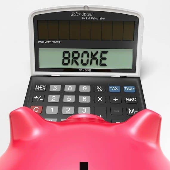 Broke Calculator Shows Credit Trouble And Debt
