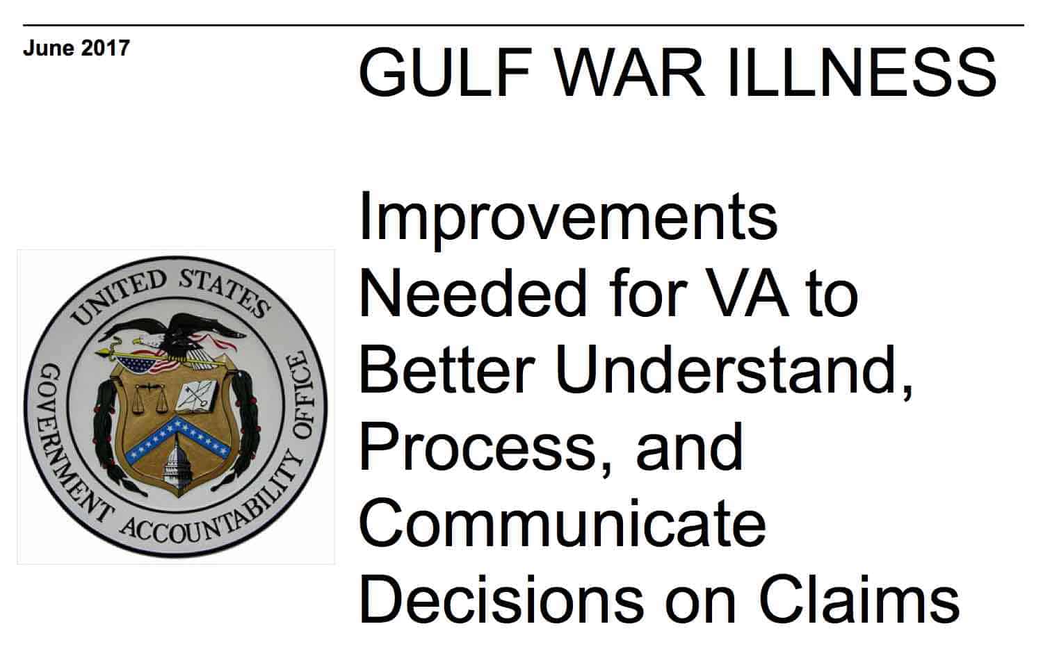 Gulf War Illness GAO Report