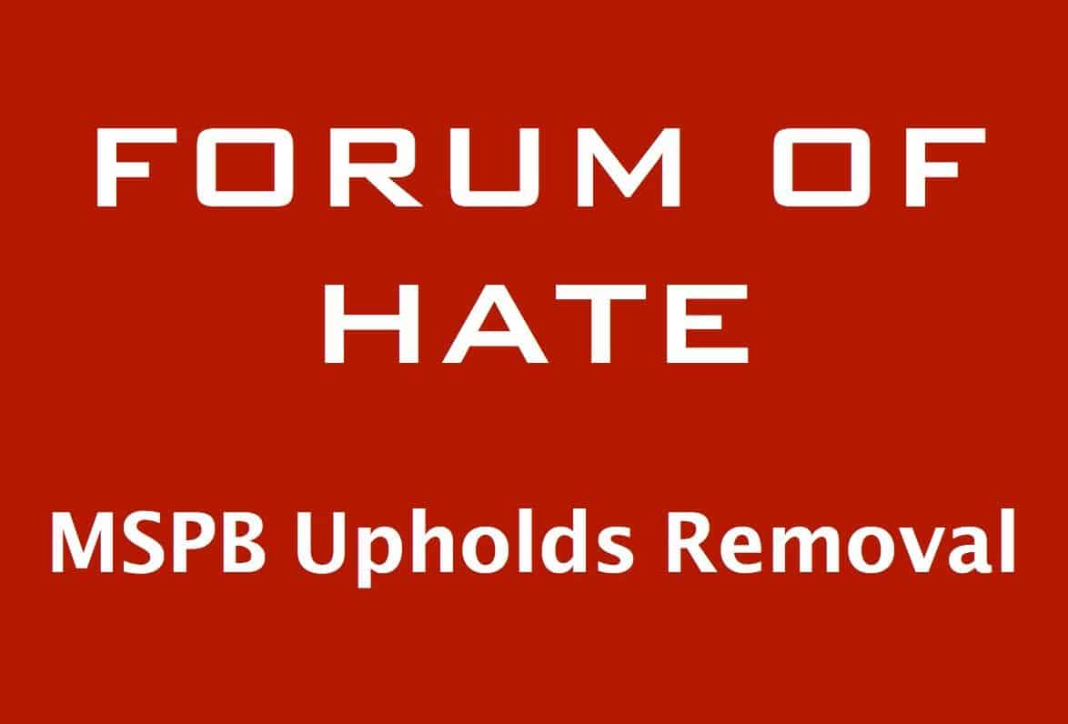 Forum Of Hate MSPB Removal