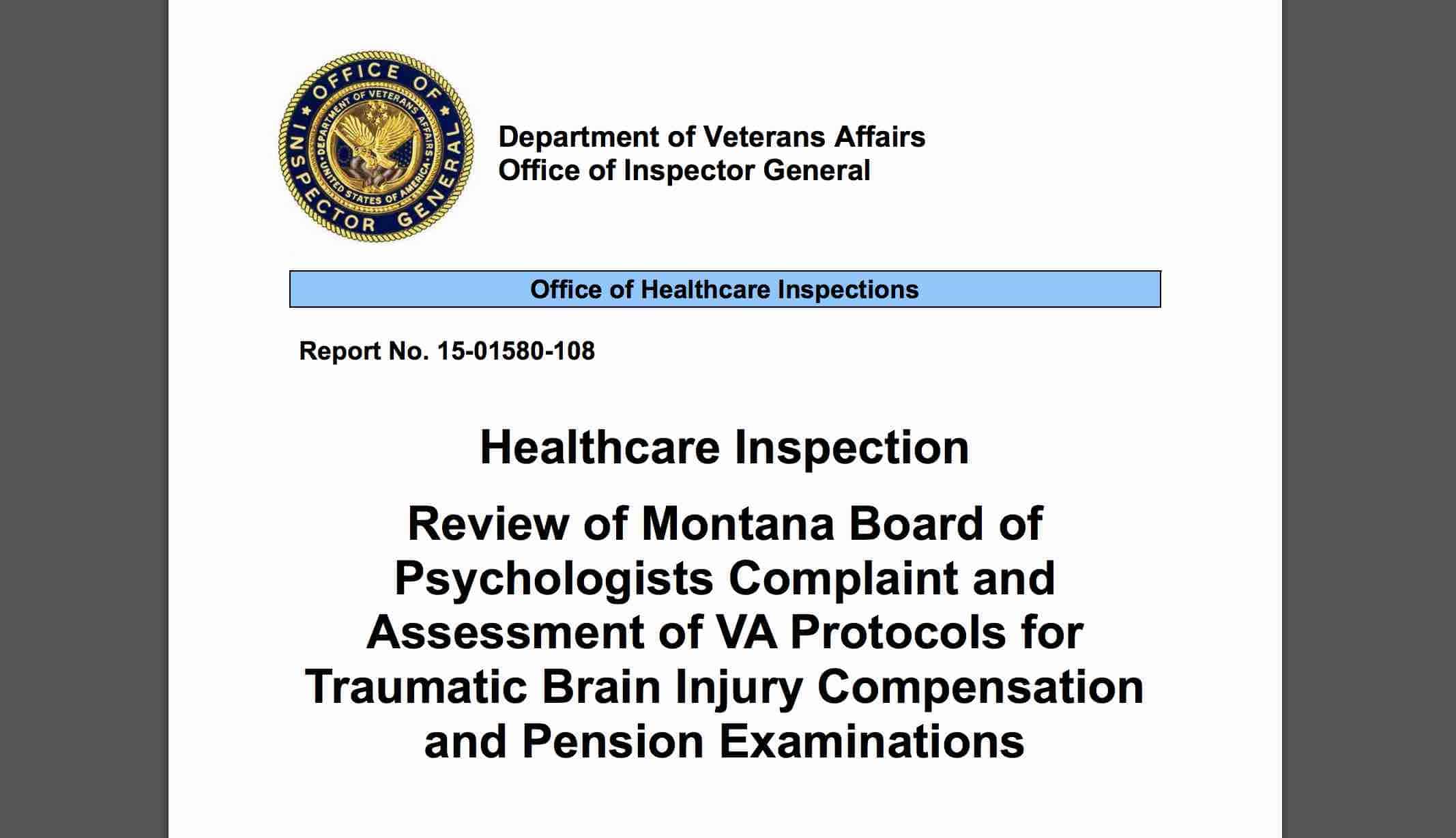 VA OIG TBI Residuals Exam