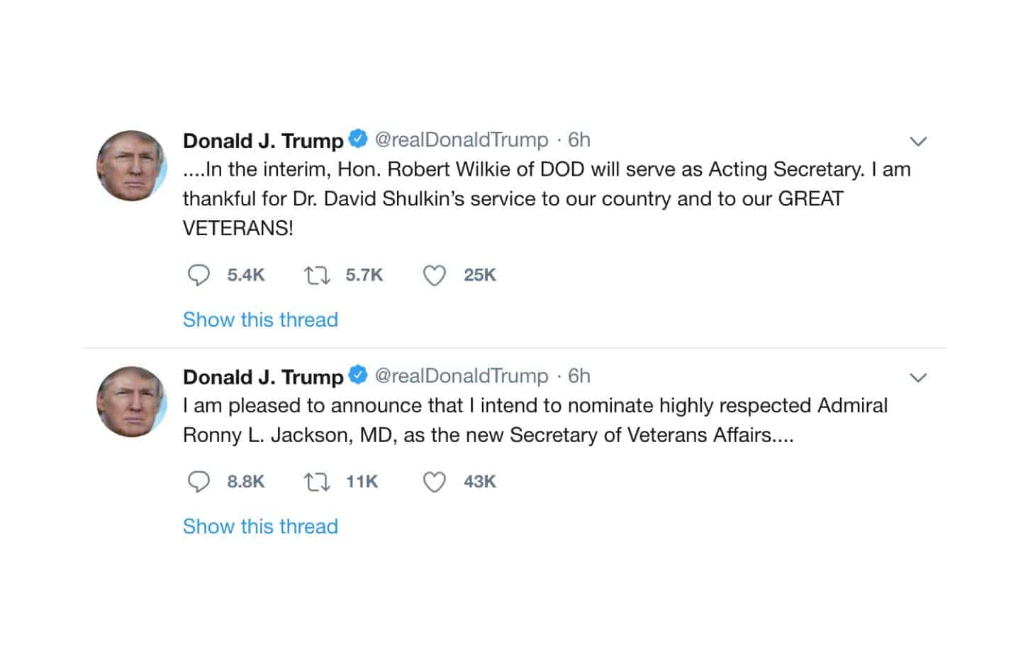 Ronny Jackson Veterans Affairs