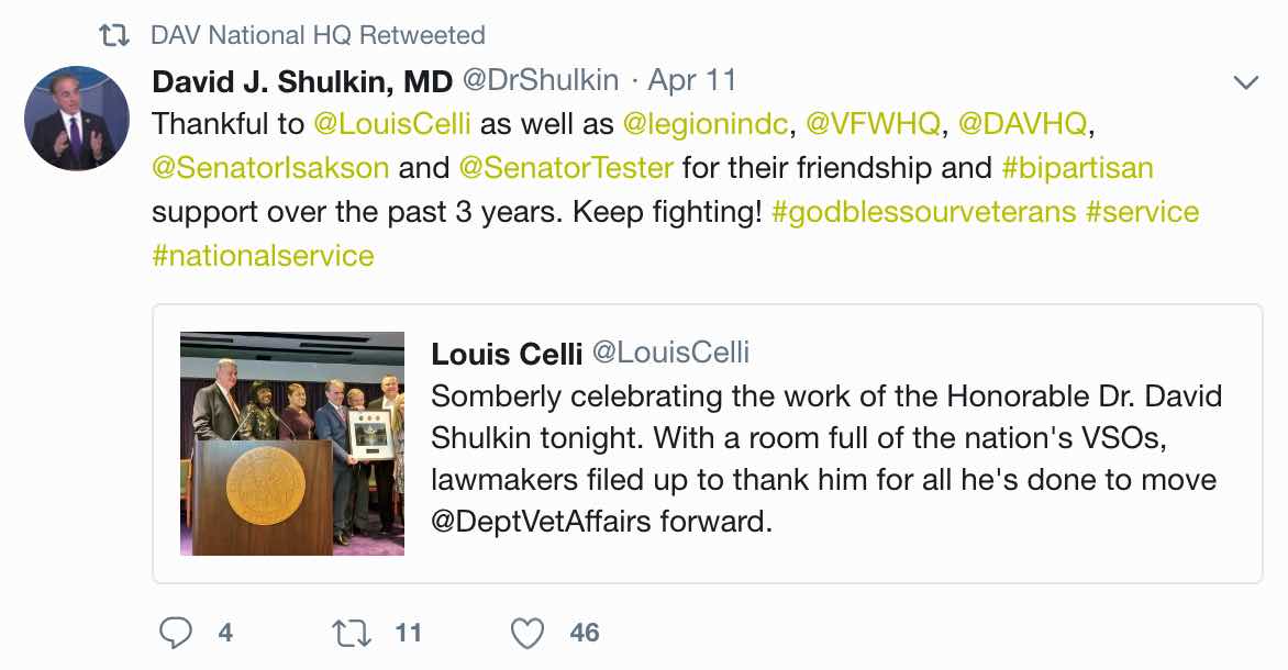 DAV Tweet Shulkin Award