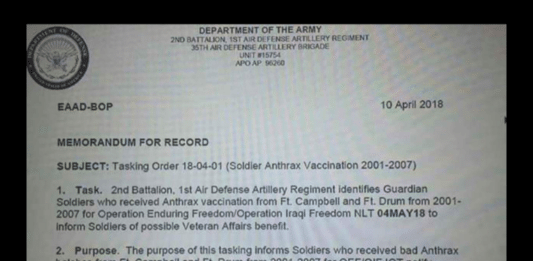Anthrax Vaccine Warning