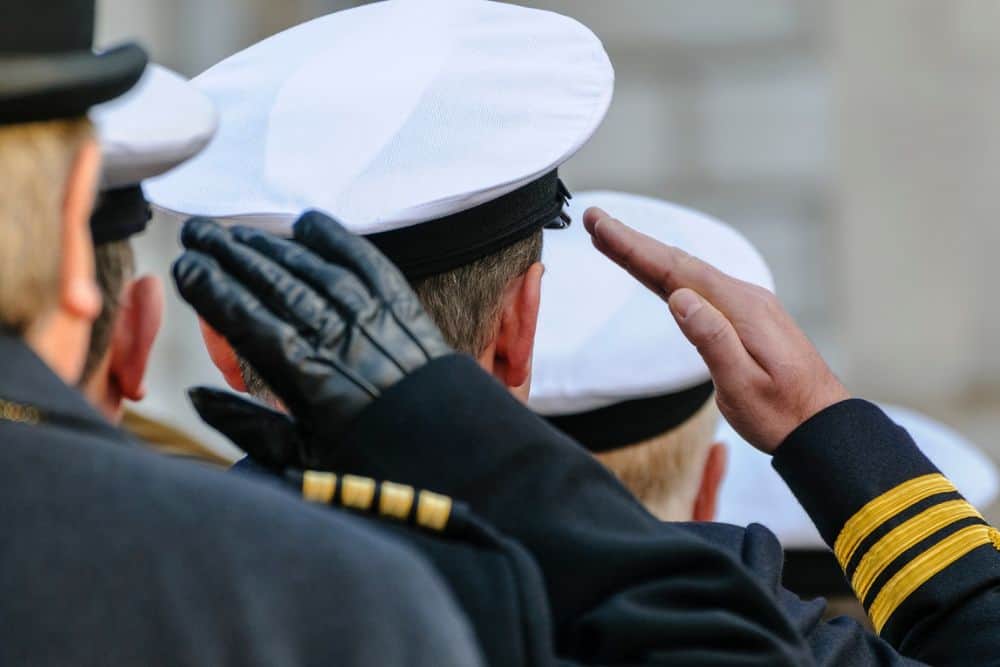 Navy officers salute