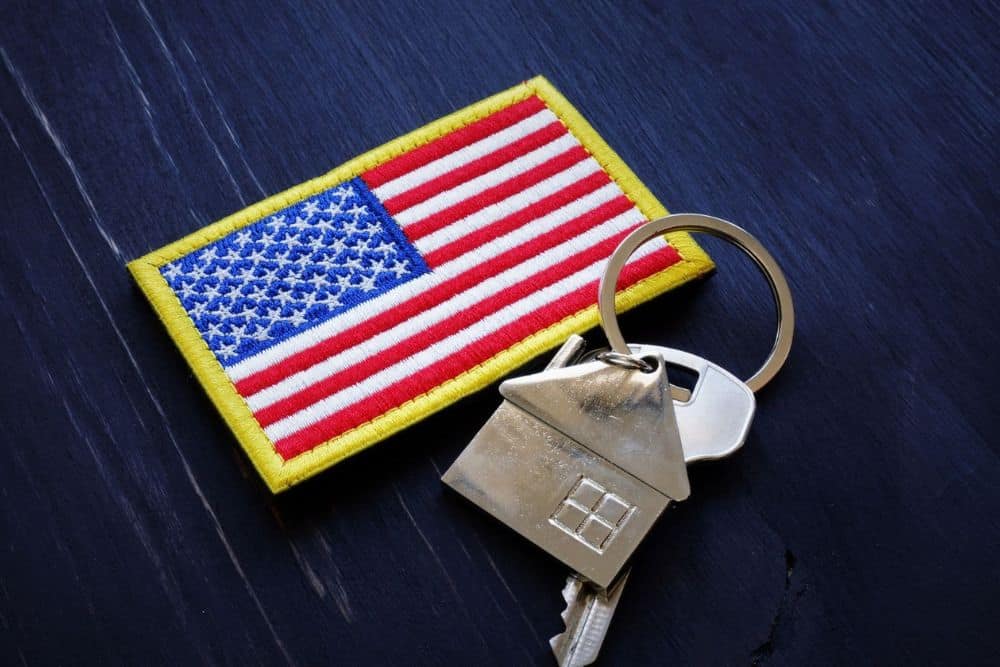 American flag and key from home