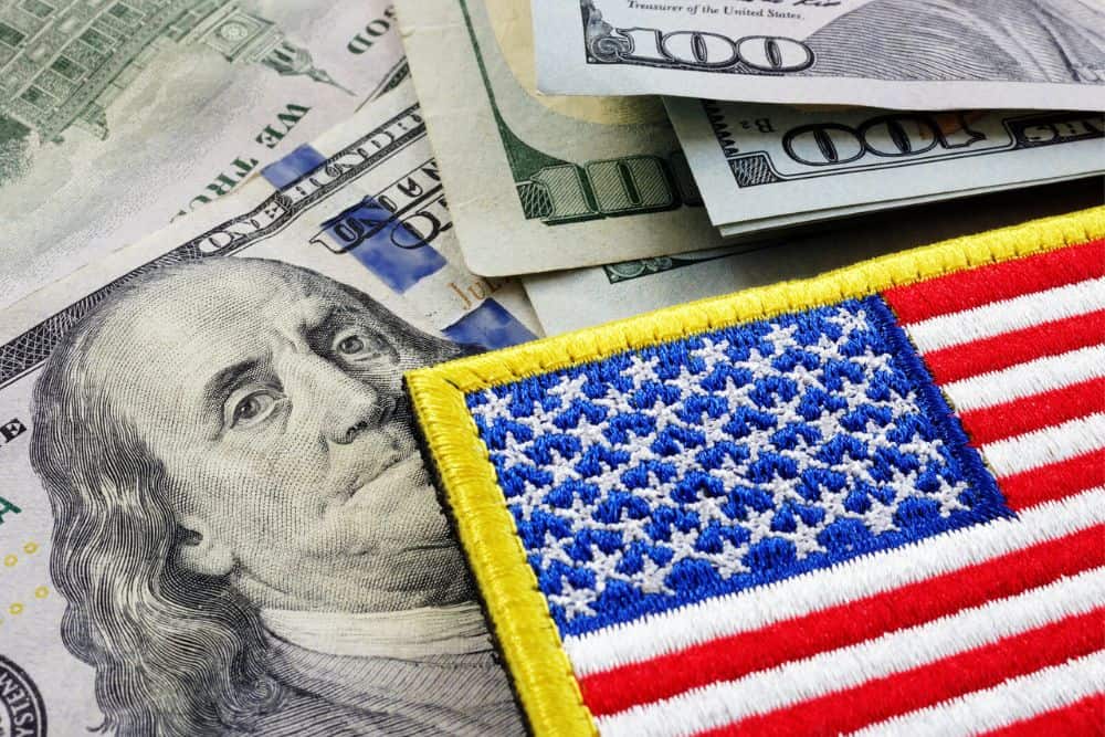 USA flag and money