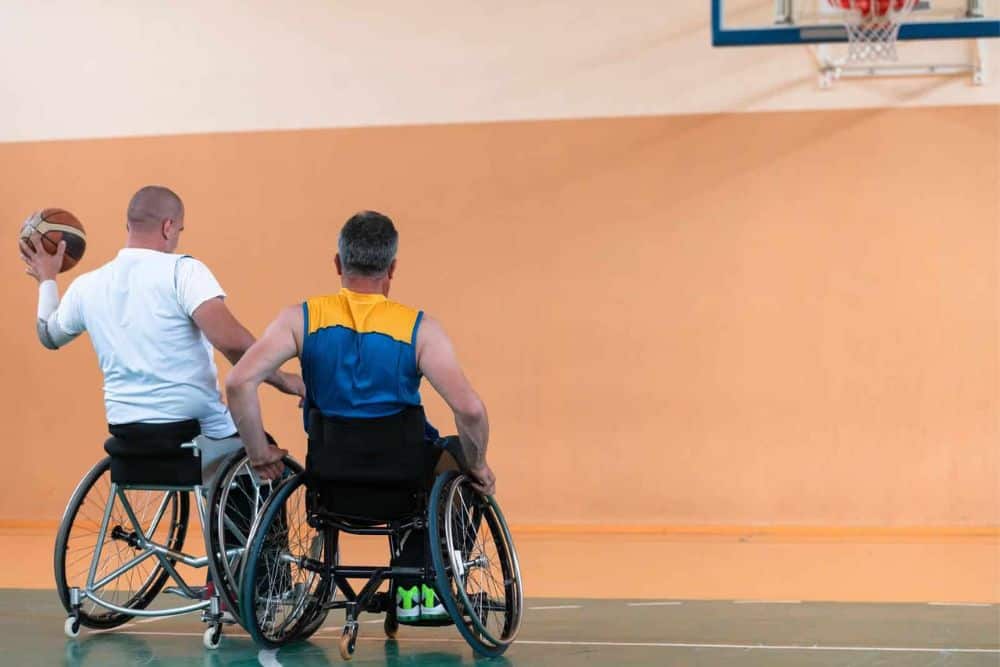Disabled veterans playing basketball