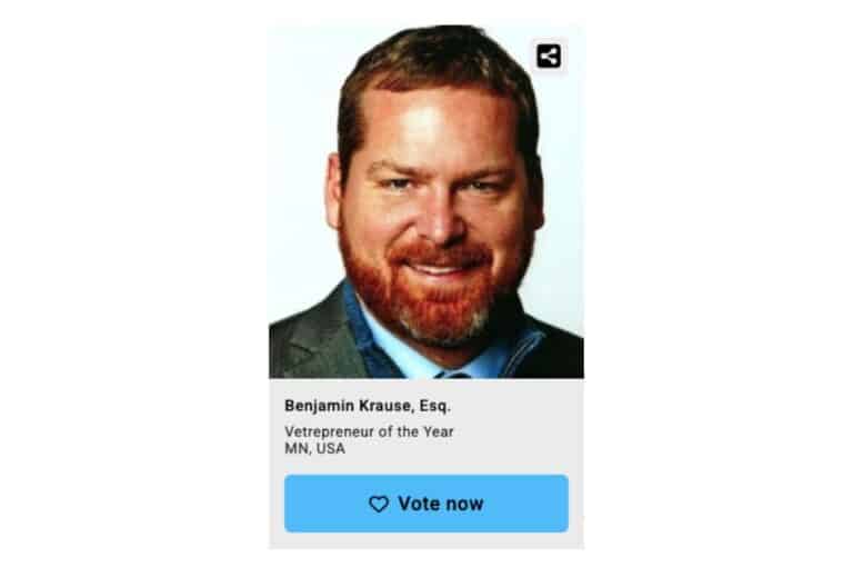 Help Make History – Vote for Benjamin Krause as National Vetrepreneur of the Year!