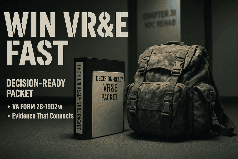 Decision-ready VR&E packet for veterans benefits and claims processing.